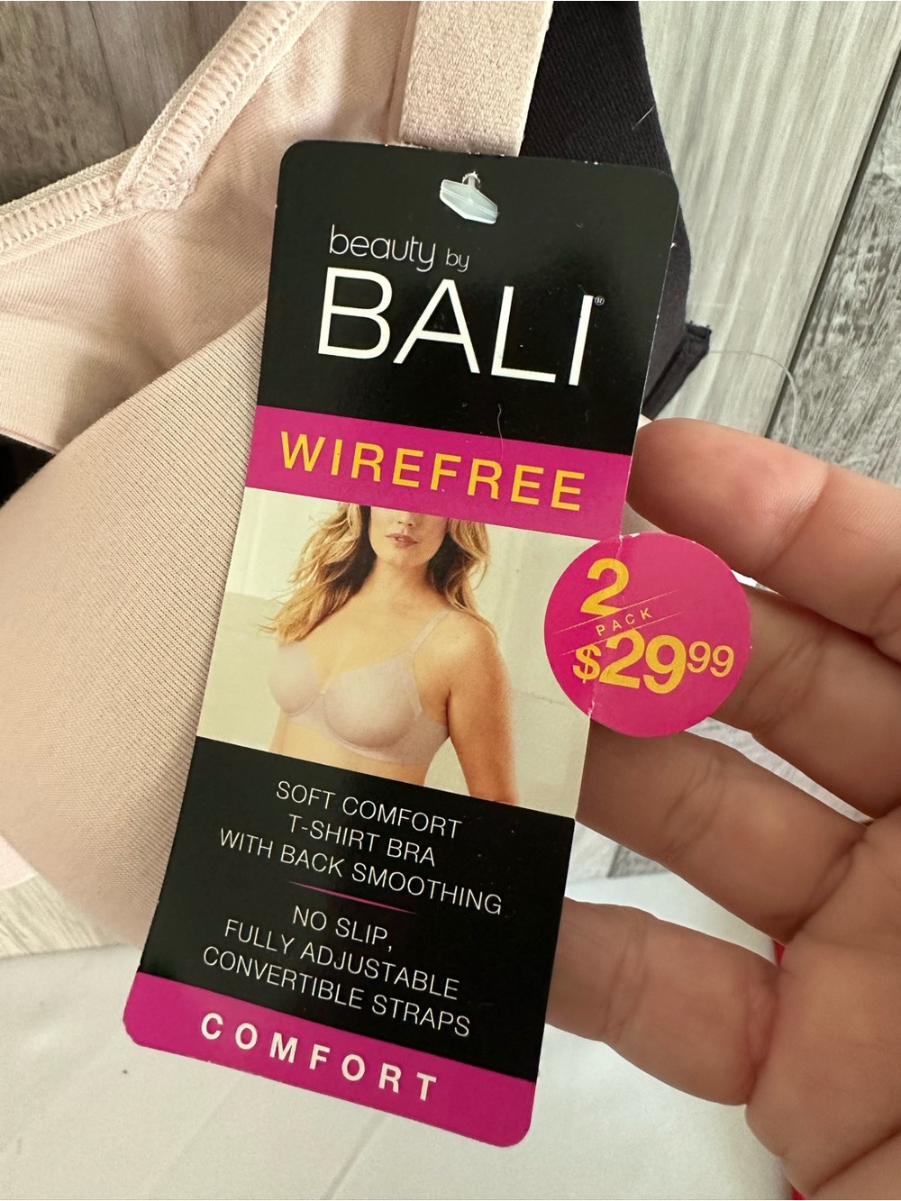 Bali Wirefree T-Shirt Bra - Blush & Black (2-Pack) - Picture 2 of 3
